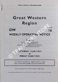 Book cover of Weekly Operating Notice containing Temporary Speed Restrictions, Temporary Engineering Works, Signalling & Permanent Way Alterations, General Instructions and Notices, 12 to 18 July 2003 by Railtrack Great Western
